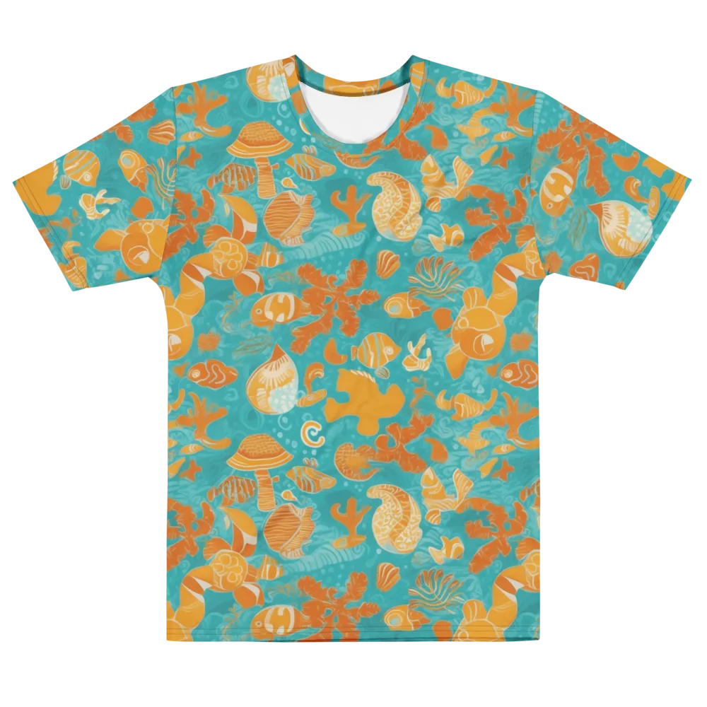 Tidepool Tangerine on Men's Cotton Crew Neck T-Shirt — Front