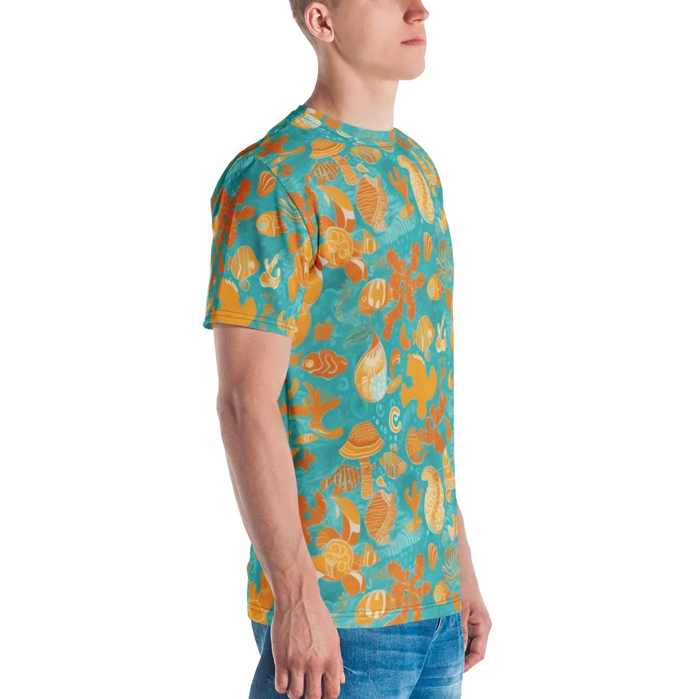 Tidepool Tangerine on Men's Crew Neck T-Shirt — Right