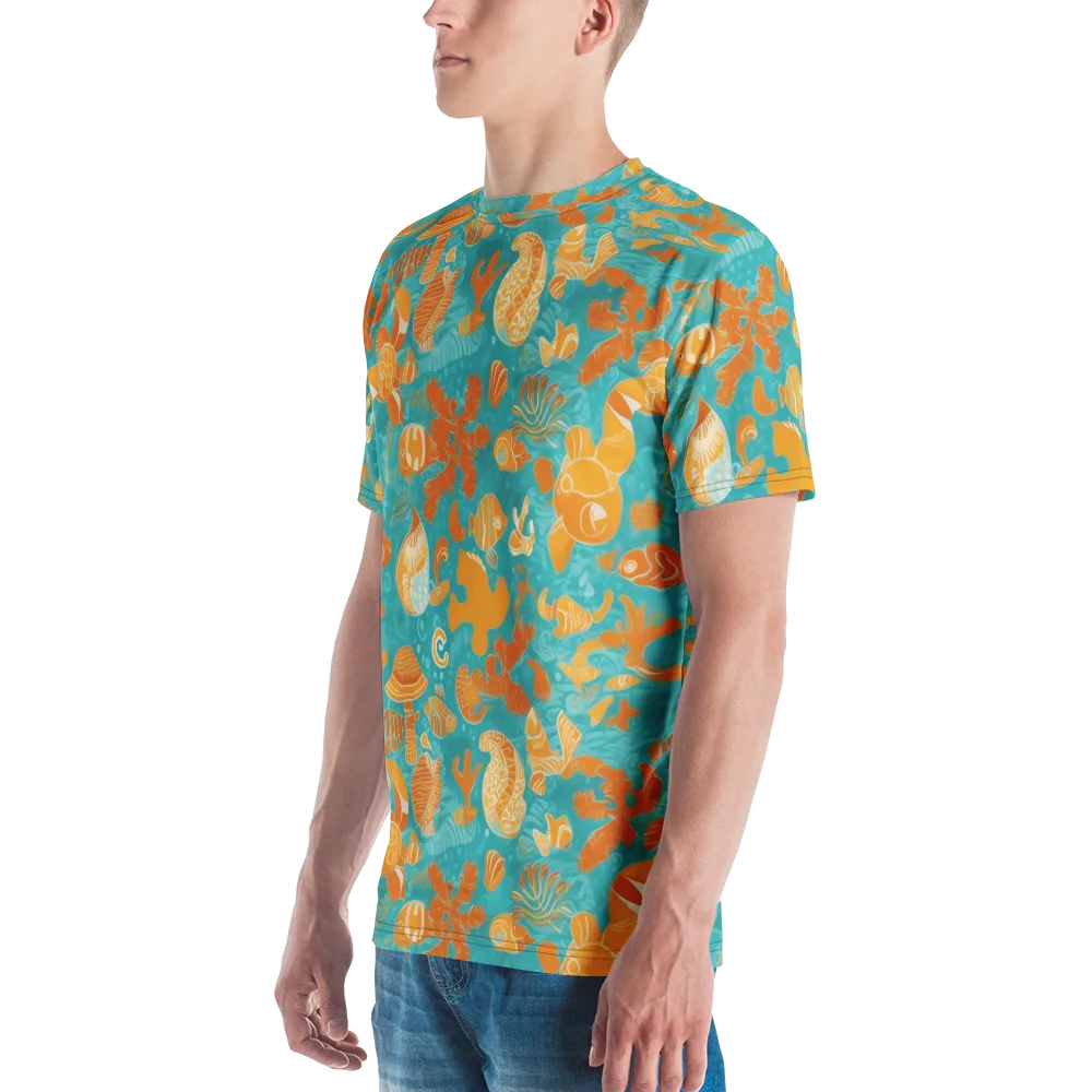 Tidepool Tangerine on Men's Crew Neck T-Shirt — Left