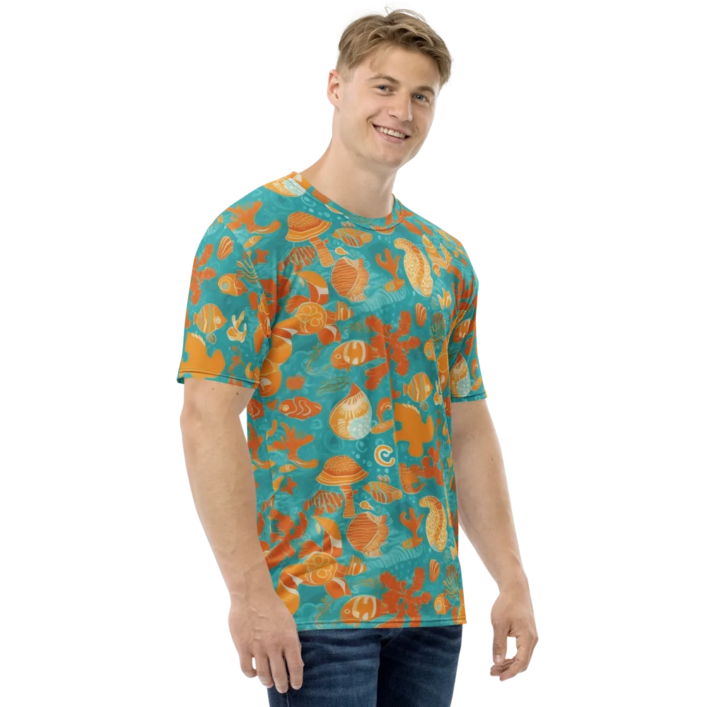 Tidepool Tangerine on Men's Crew Neck T-Shirt — Right