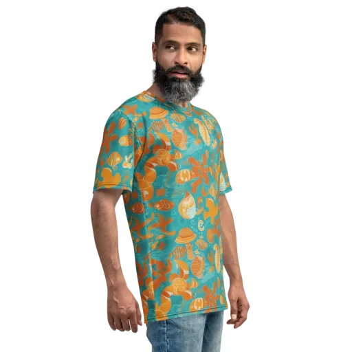 Tidepool Tangerine on a Men's Crew Neck T-Shirt