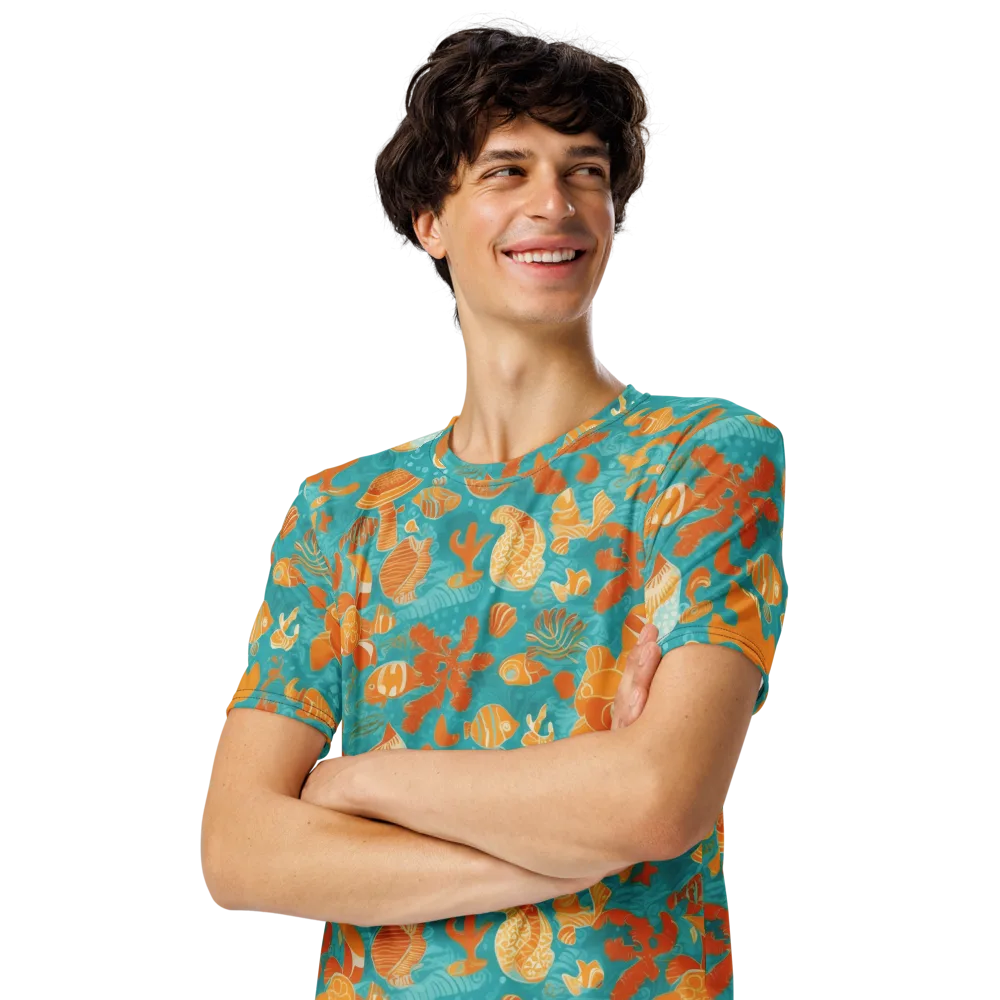 Tidepool Tangerine on Men's Crew Neck T-Shirt — Left Front
