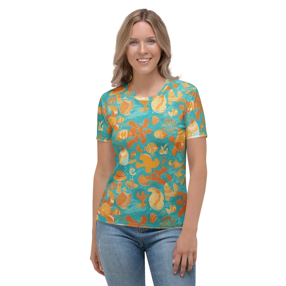 Tidepool Tangerine on Women's Crew Neck T-Shirt — Front