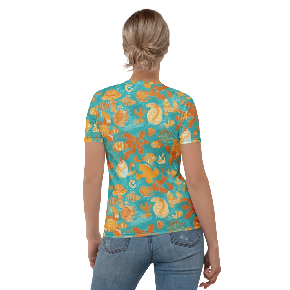 Tidepool Tangerine on Women's Crew Neck T-Shirt — Back