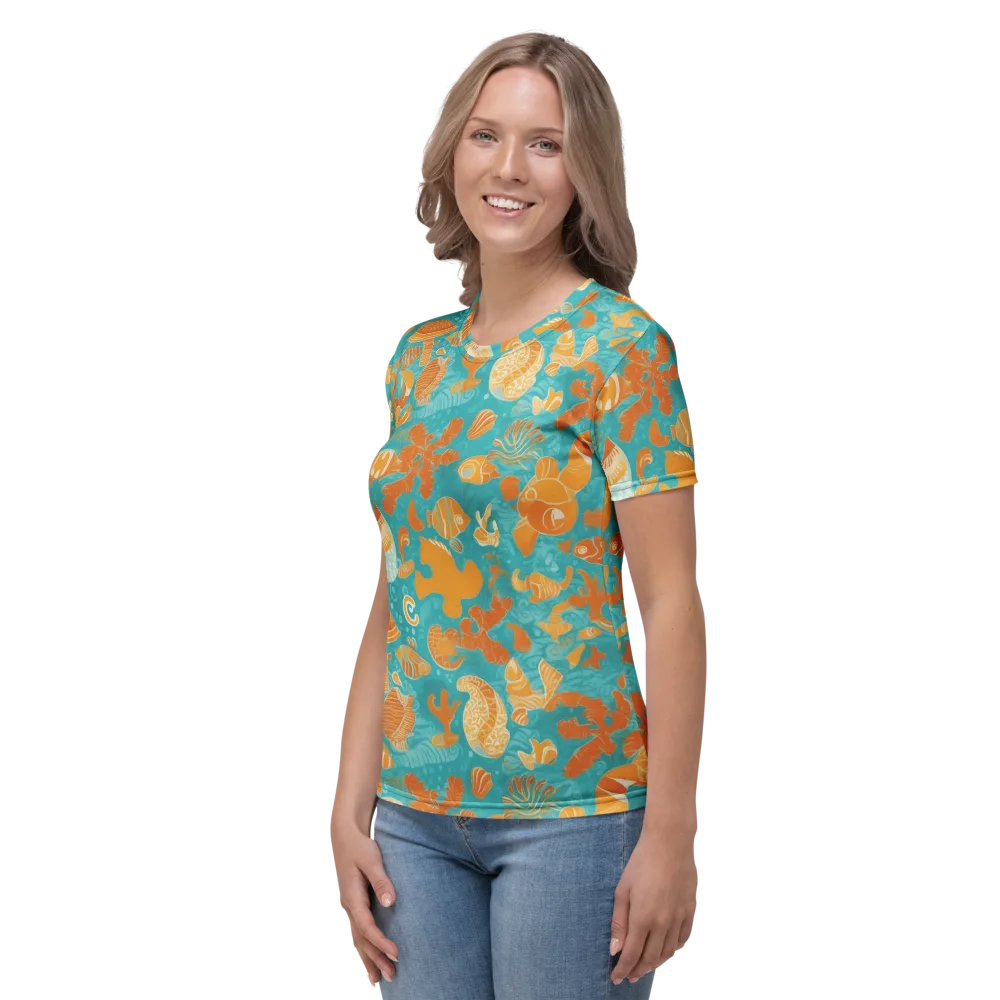 Tidepool Tangerine on Women's Crew Neck T-Shirt — Left