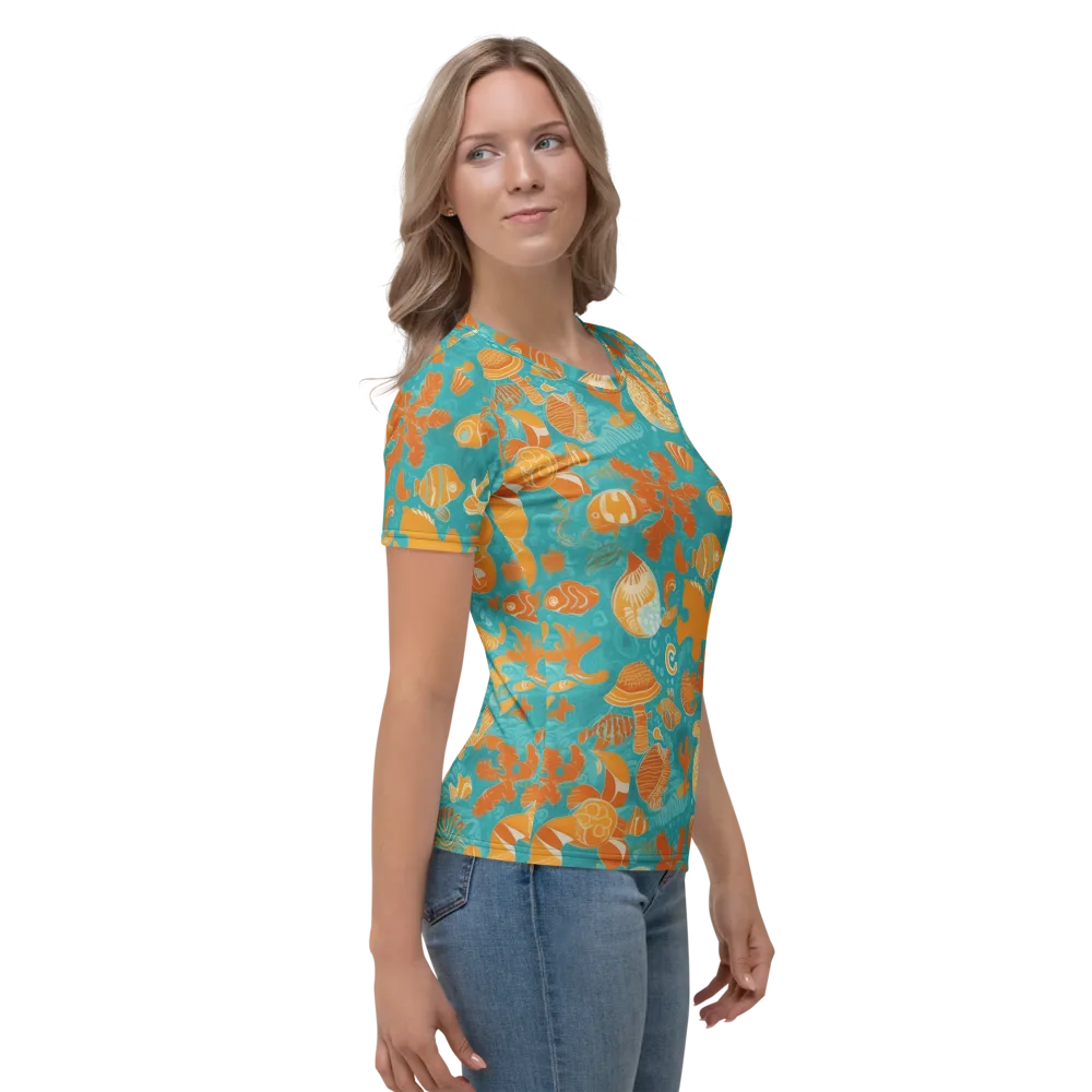 Tidepool Tangerine on Women's Crew Neck T-Shirt — Right