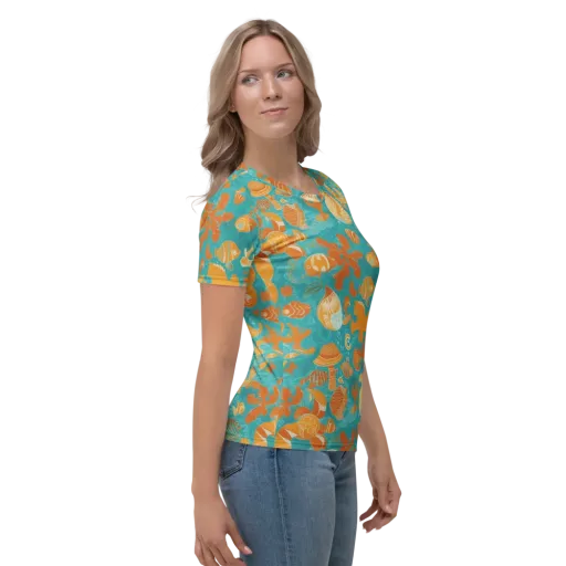 Tidepool Tangerine on a Women's Crew Neck T-Shirt