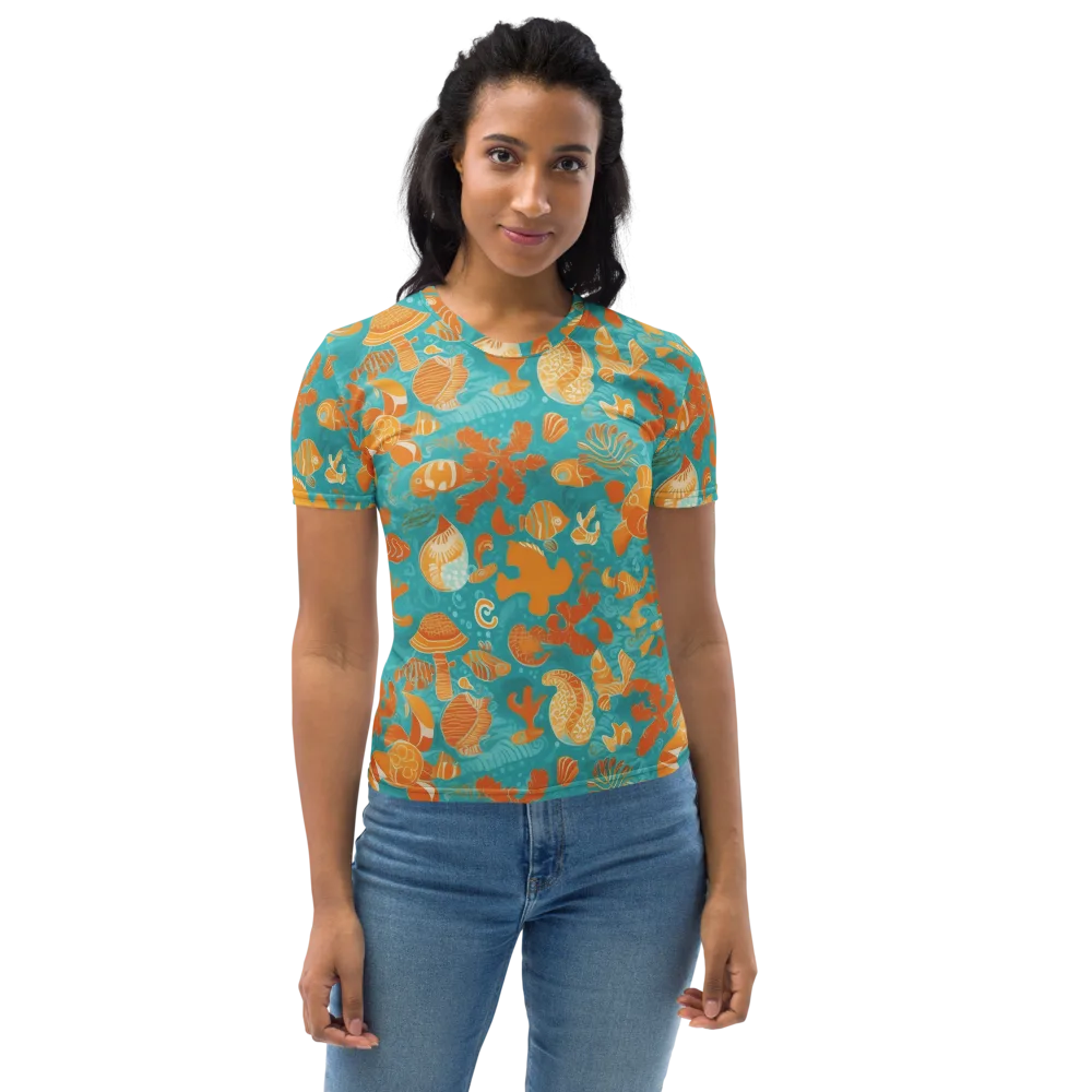 Tidepool Tangerine on Women's Crew Neck T-Shirt — Front