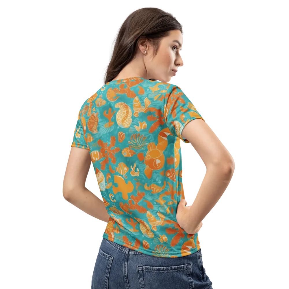 Tidepool Tangerine on Women's Crew Neck T-Shirt — Back