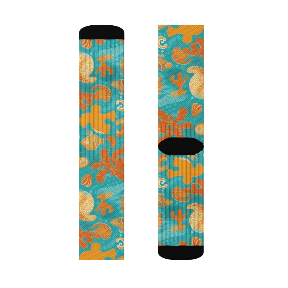 Tidepool Tangerine on Socks — Right Sock