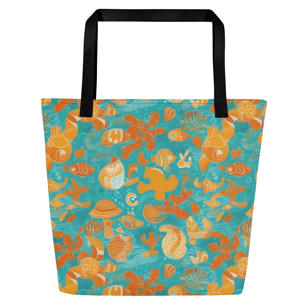 Tidepool Tangerine on Large Tote Bag W/ Pocket — Front