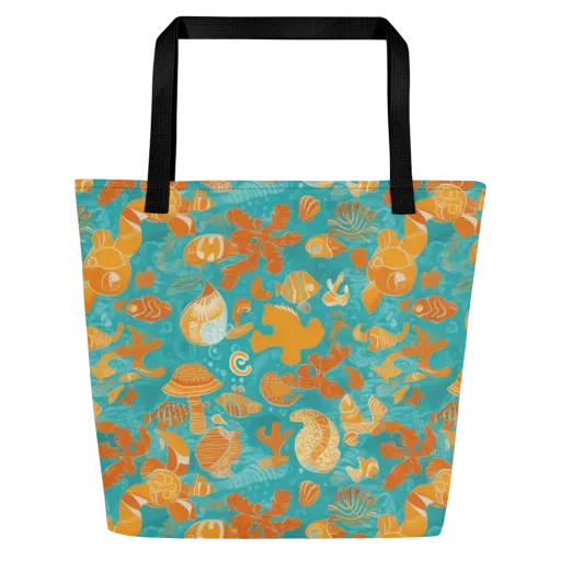 Tidepool Tangerine on a Large Tote Bag W/ Pocket