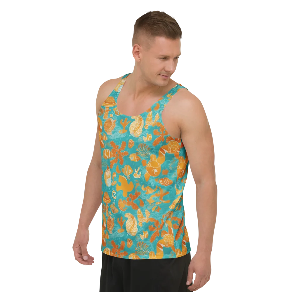 Tidepool Tangerine on Men's Tank Top — Left Front