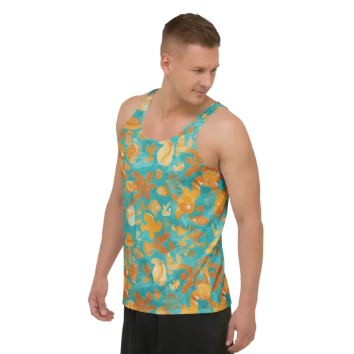Tidepool Tangerine on a Men's Tank Top