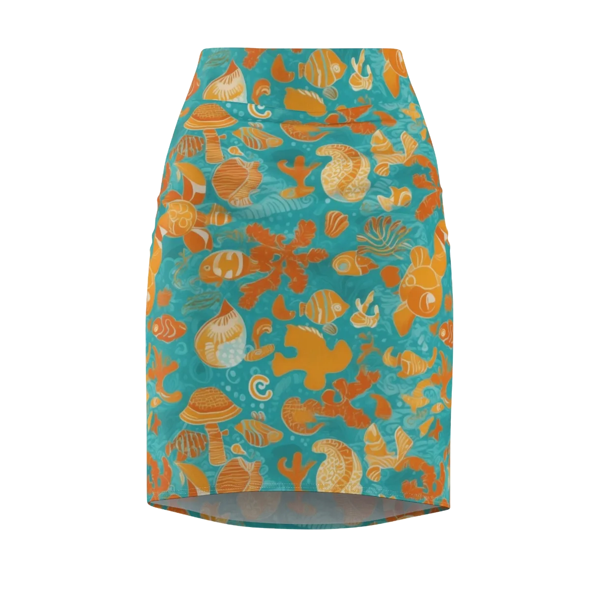 Tidepool Tangerine on Pencil Skirt — Front