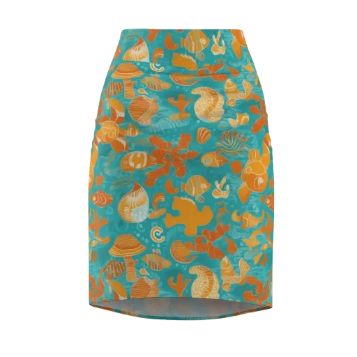 Tidepool Tangerine on a Pencil Skirt