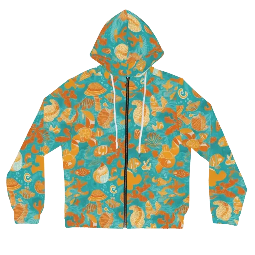 Tidepool Tangerine on a Women's Full-Zip Hoodie