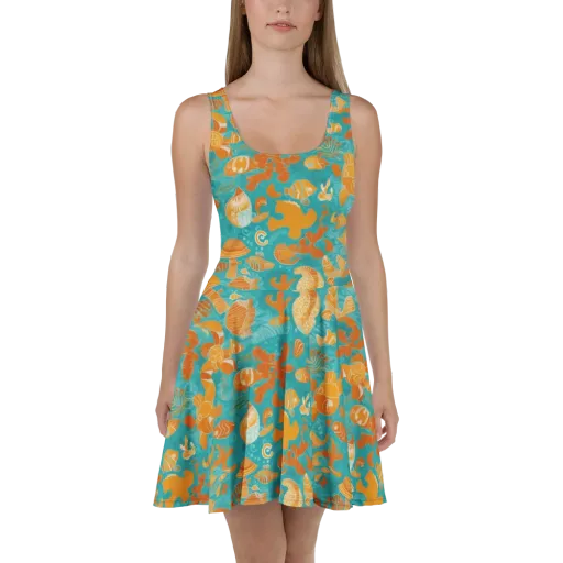 Tidepool Tangerine on a Skater Dress