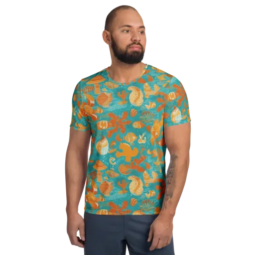 Tidepool Tangerine on a Men's Athletic T-Shirt