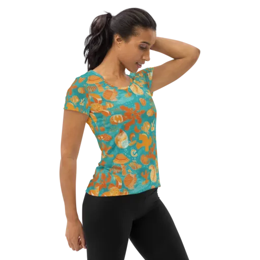 Tidepool Tangerine on a Women's Athletic T-Shirt
