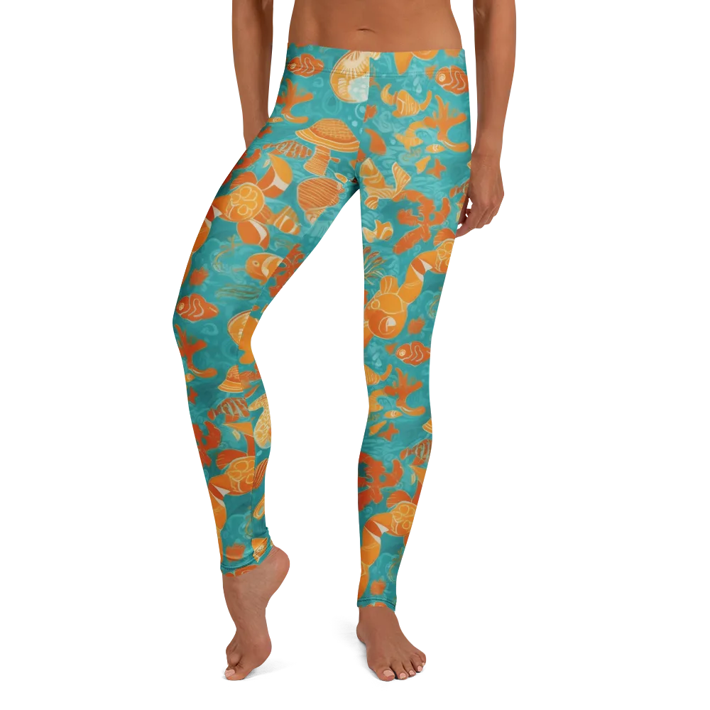 Tidepool Tangerine on Leggings — Front