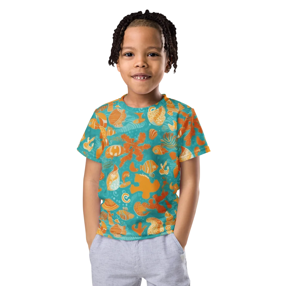 Tidepool Tangerine on Kids Crew Neck T-Shirt — Front