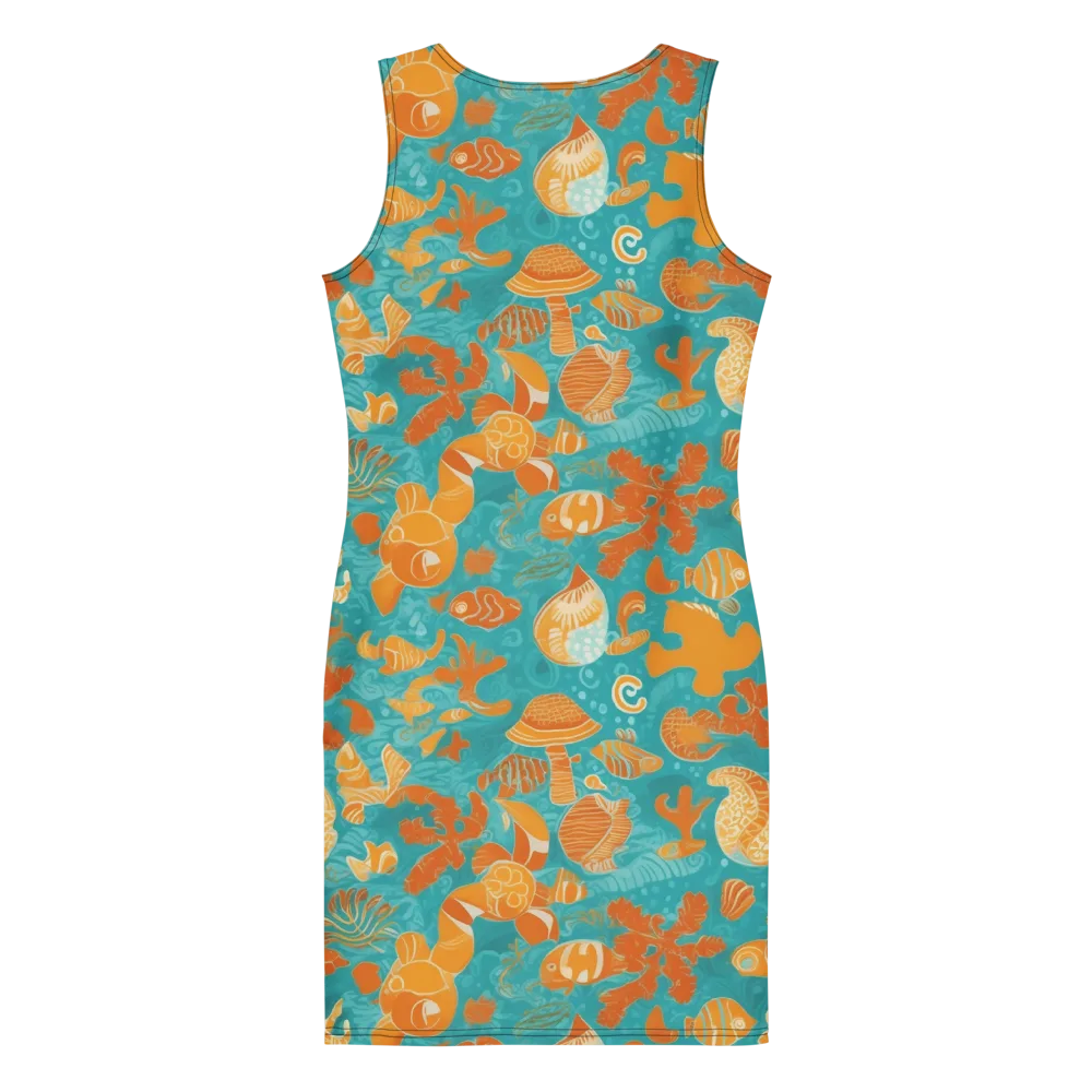 Tidepool Tangerine on Bodycon Dress — Back