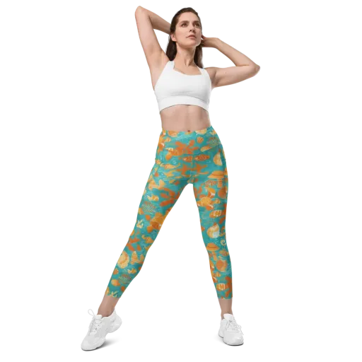 Tidepool Tangerine on a Leggings with Pockets
