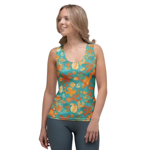 Tidepool Tangerine on a Women's Tank Top