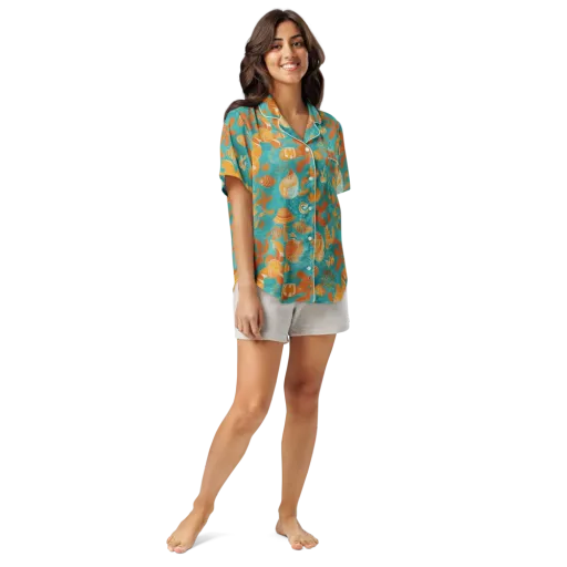 Tidepool Tangerine on a Women's Short Sleeve Pajama Top