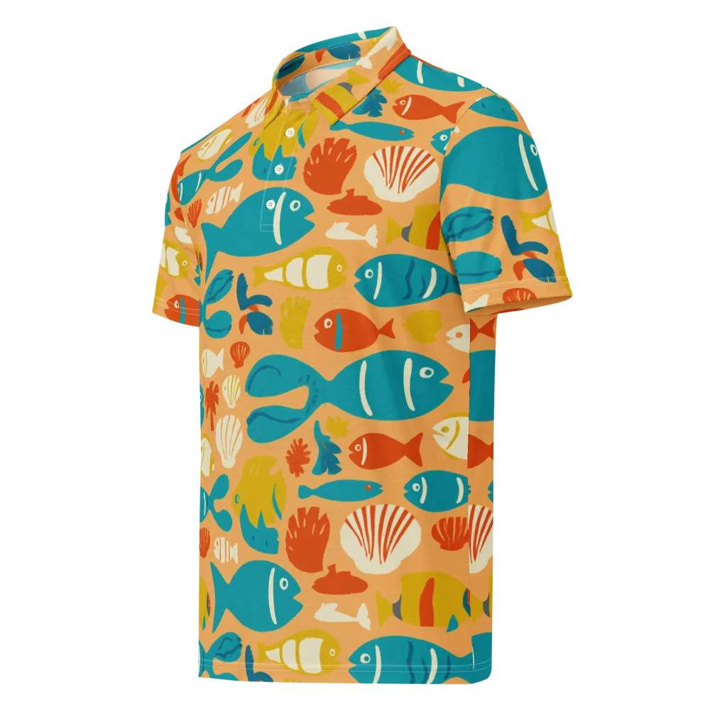 Marigold Lagoon on Men's Slim Fit Polo Shirt — Left Front