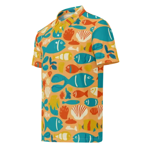 Marigold Lagoon on a Men's Slim Fit Polo Shirt