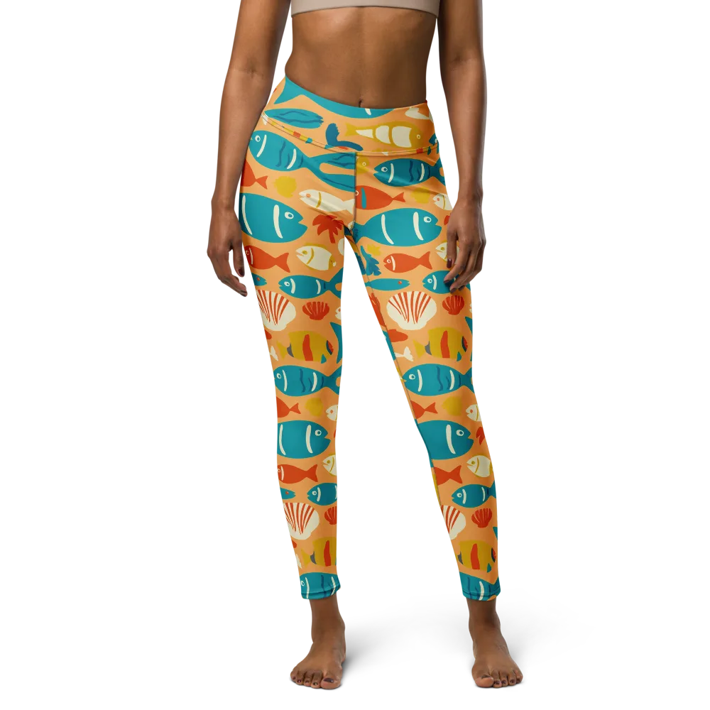 Marigold Lagoon on Yoga Leggings — Front