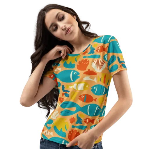 Marigold Lagoon on a Women's Crew Neck T-Shirt