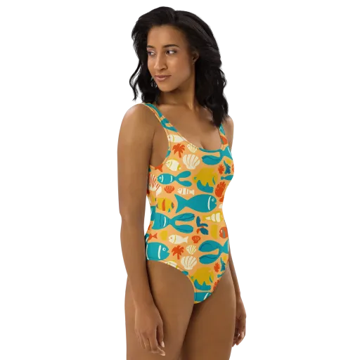 Marigold Lagoon on a One-Piece Swimsuit