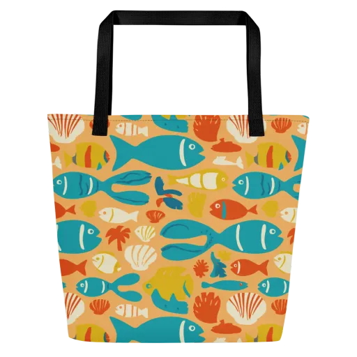 Marigold Lagoon on a Large Tote Bag W/ Pocket