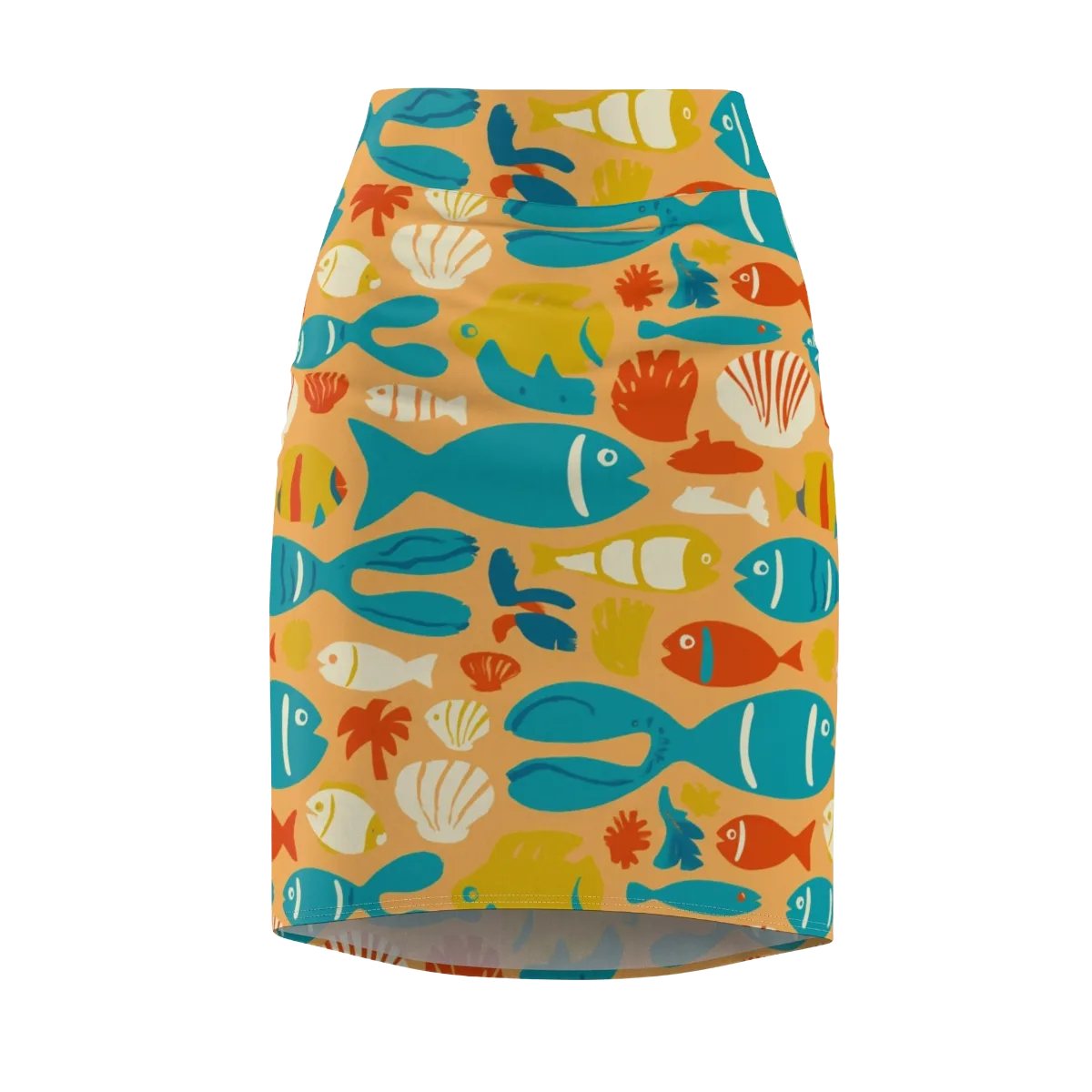 Marigold Lagoon on Pencil Skirt — Front