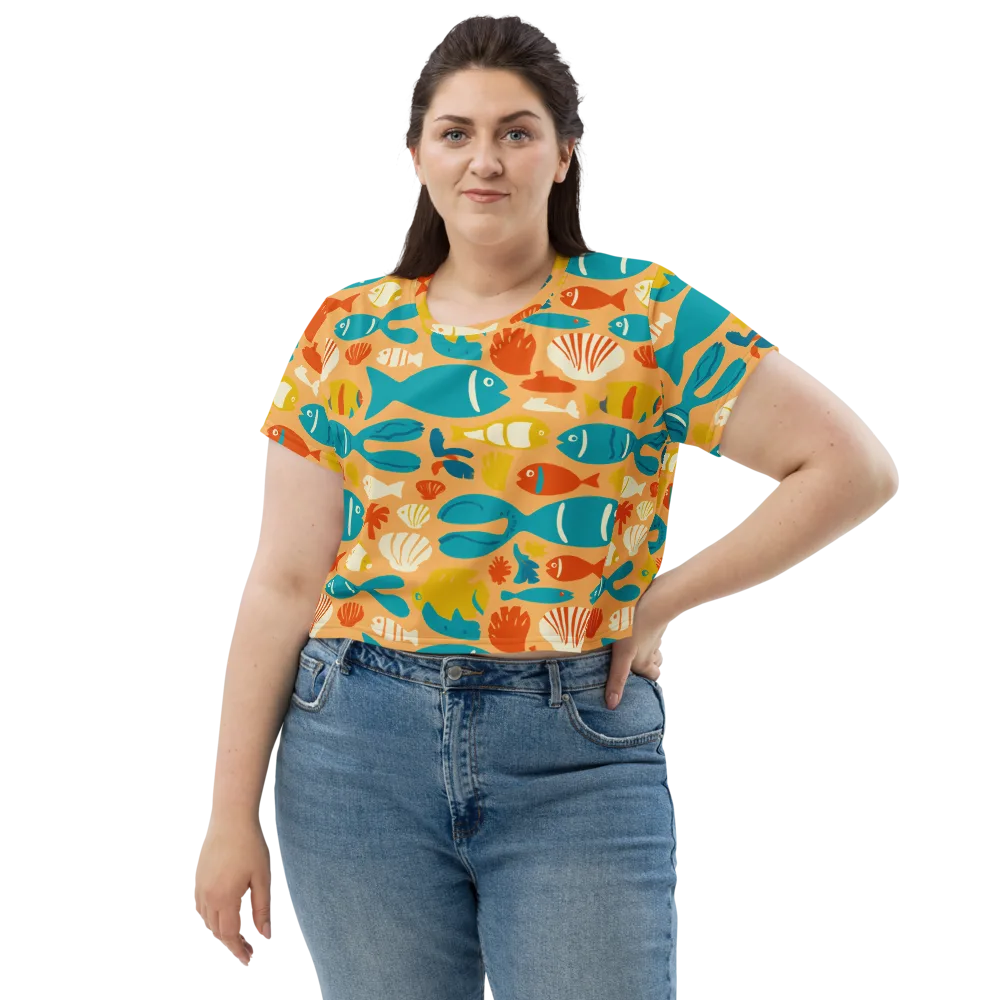 Marigold Lagoon on Crop Tee — Front