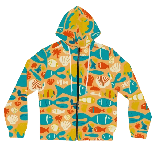 Marigold Lagoon on a Women's Full-Zip Hoodie