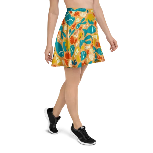 Marigold Lagoon on a Skater Skirt
