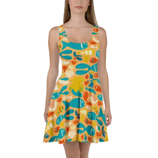Marigold Lagoon on a Skater Dress