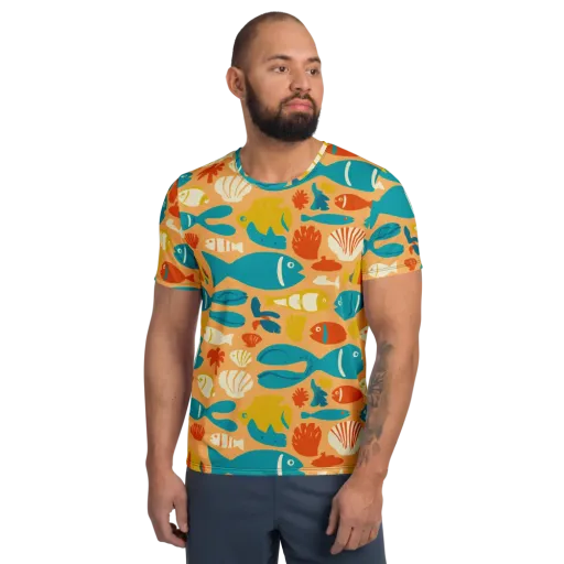 Marigold Lagoon on a Men's Athletic T-Shirt