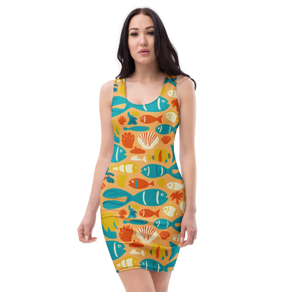 Marigold Lagoon on Bodycon Dress — Front