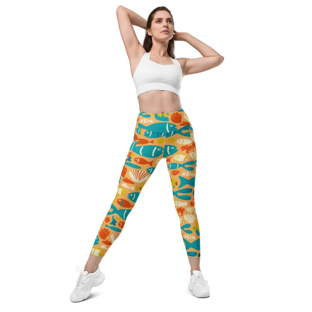 Marigold Lagoon on Leggings with Pockets — Front
