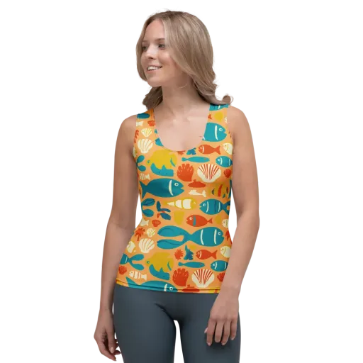 Marigold Lagoon on a Women's Tank Top