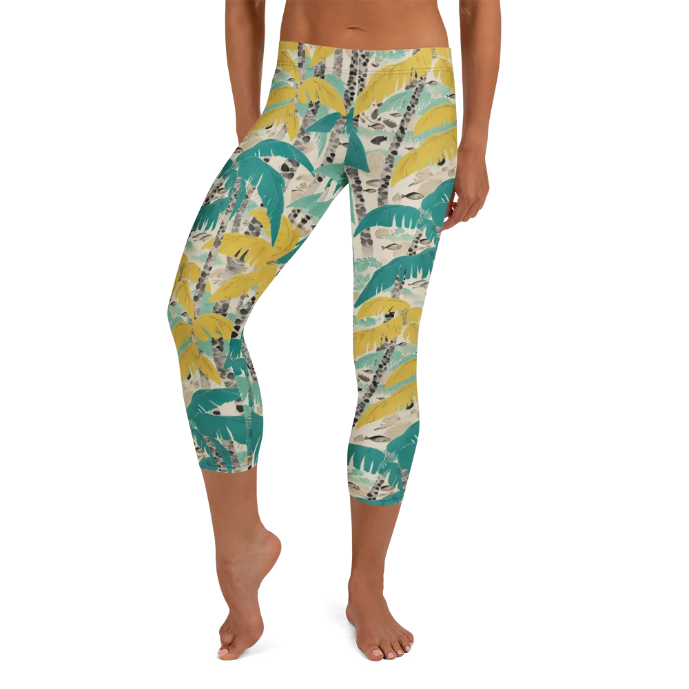 Lagoon Canopy on Capri Leggings — Front