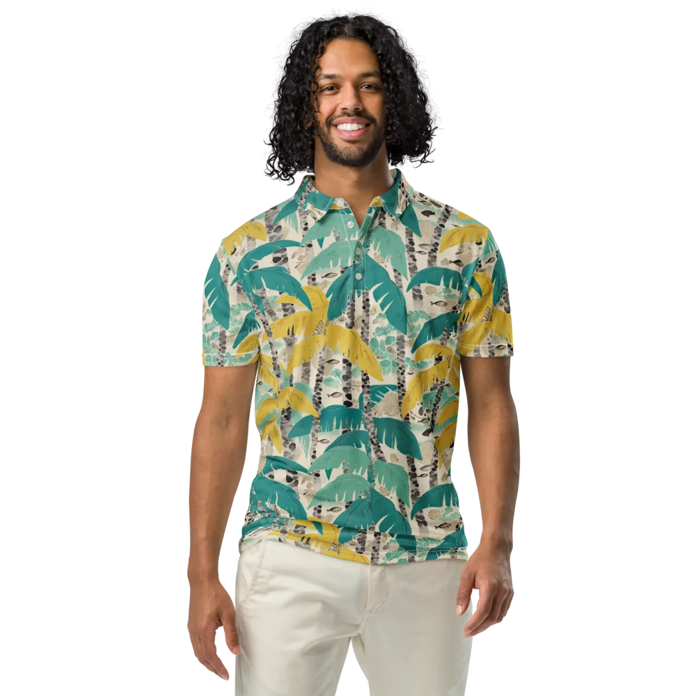 Lagoon Canopy on Men's Slim Fit Polo Shirt — Front