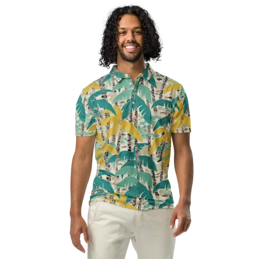 Lagoon Canopy on a Men's Slim Fit Polo Shirt