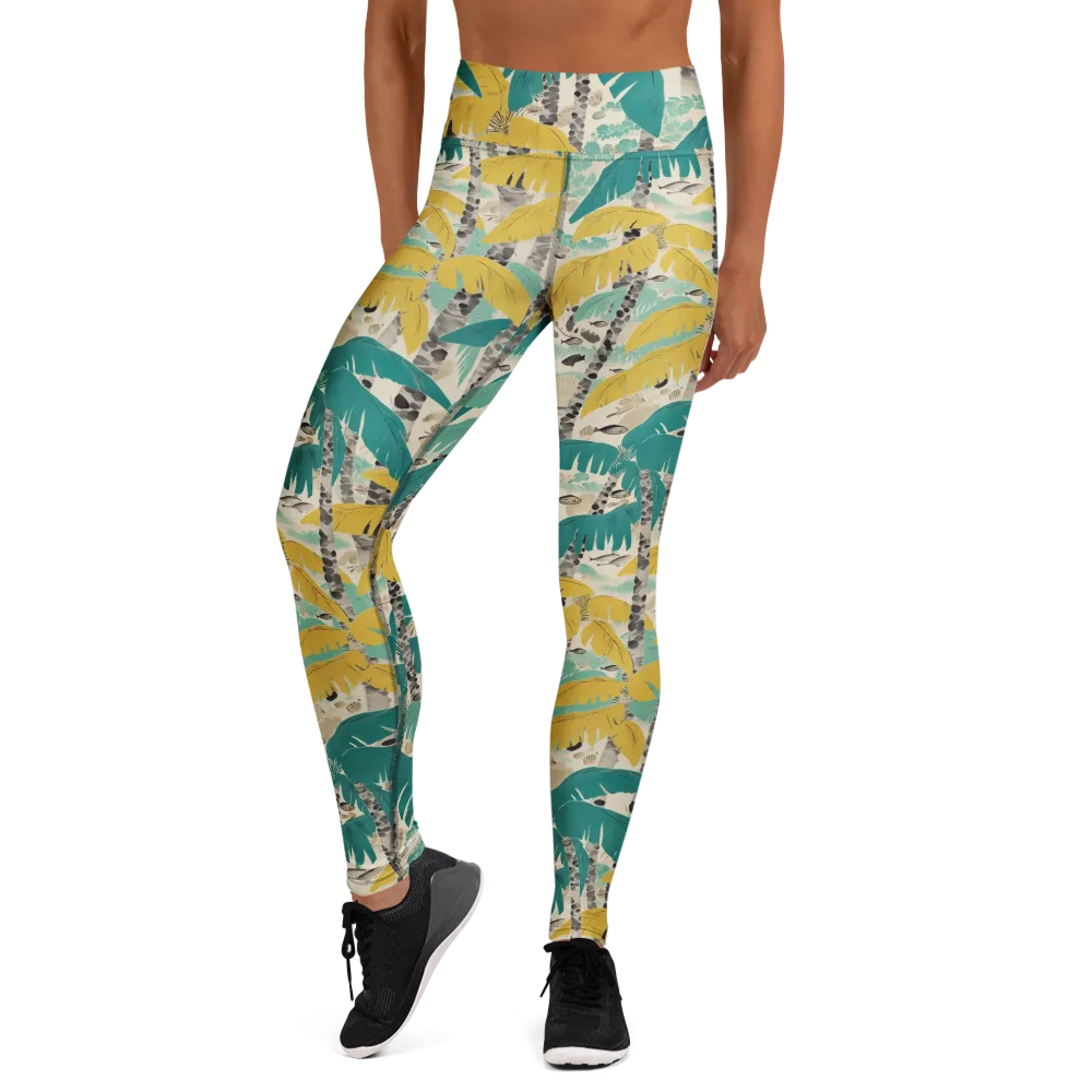 Lagoon Canopy on Yoga Leggings — Front