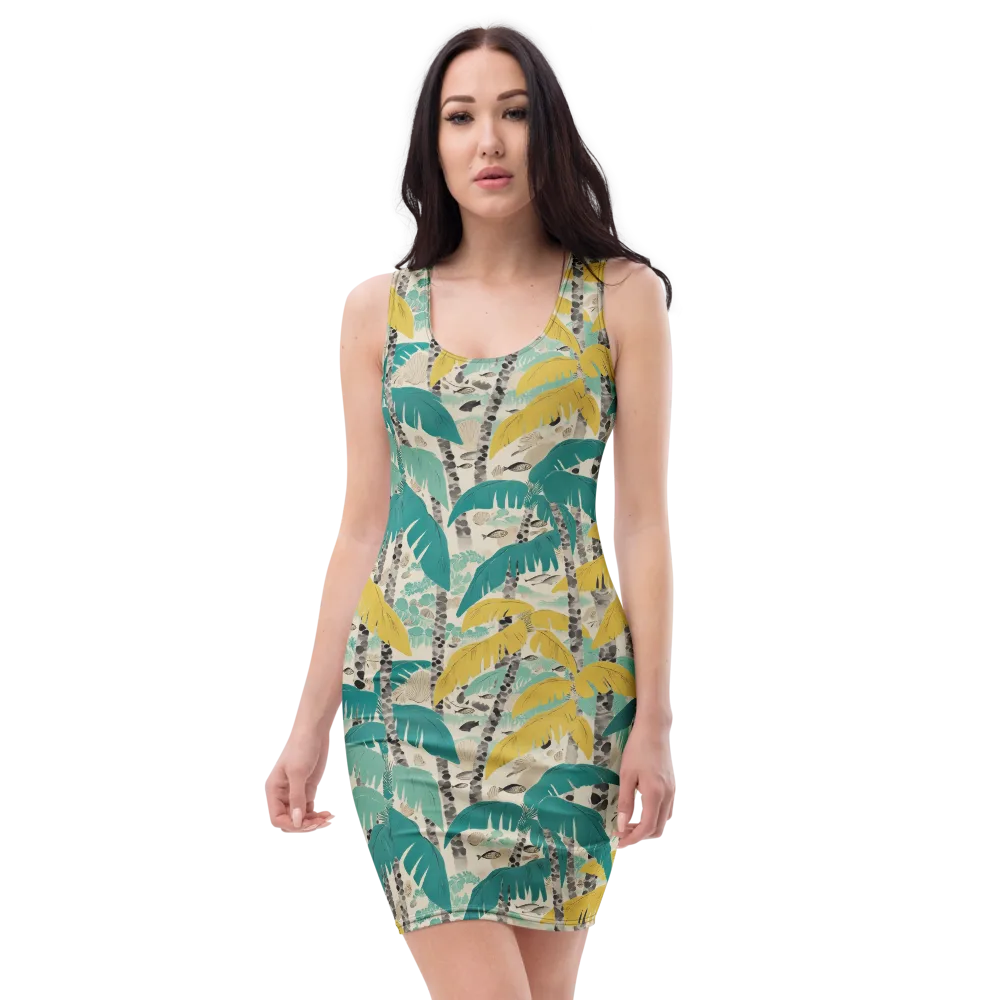 Lagoon Canopy on Bodycon Dress — Front